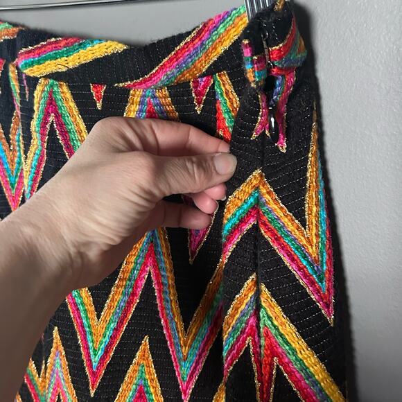 Malbe Original skirt size 12 long rainbow wool chevron 60s tall metallic vintage - Picture 11 of 13